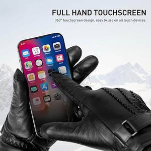 Warm <b>Touch</b> <b>Screen</b> Leather <b>Gloves</b> for <b>Men</b> Winter Eco-Friendly & Breathable Comfortable Fit Smooth Leather Daily Use - Product Image 4