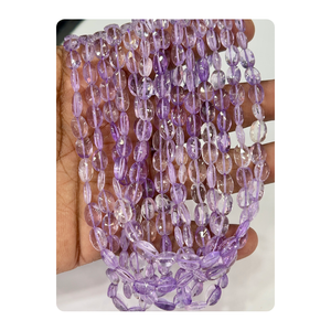 Cuentas de forma ovalada de 8x10mm facetadas de cuarzo sombreado Natural AAA, hebra de 14 pulgadas para hacer joyas, cuentas de piedra - Product Image 1