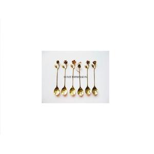 Attrayant Look Ustensiles De Cuisine Outils Fleurs Et Feuilles Designer Poignées Plaqué Or Lot De 5 Vaisselle Couverts Ensemble De Couverts - Product Image 1
