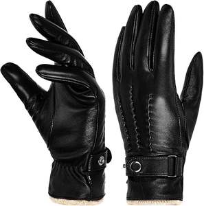Guantes de cuero Súper suaves y cálidos para mujer con pantalla táctil, antideslizantes, térmicos, ecológicos, transpirables, OEM para exteriores - Product Image 1