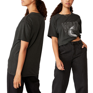 เสื้อยืดคอกลมแขนสั้นสำหรับผู้หญิง,เสื้อยืดคอกลมแขนสั้นผ้าฝ้าย100% สีพื้นพิมพ์โลโก้แบบกำหนดเอง - Product Image 5