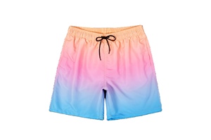 Short de bain en polyester 100% pour homme, élastique, respirant, mi-taille, doublure en toile, couleur unie - Product Image 1