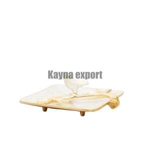 Artisanat Belle Feuille Design Or Plaqué Aluminium Métal Branche Décorative Porte-Mouchoirs - Product Image 3