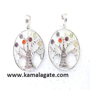 Pendentif Chakra en pierres précieuses naturelles Sept chakras intégrés vie d'arbre chrétien religieux mode pendentifs métal cristal vente de guérison - Product Image 2