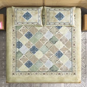 Mosaic Comforter Combo Pure Cotton <b>King</b> <b>Size</b> Double Bed Sheets Two <b>Pillow</b> Covers Knitted Techniques Classic Style Printed - Product Image 1