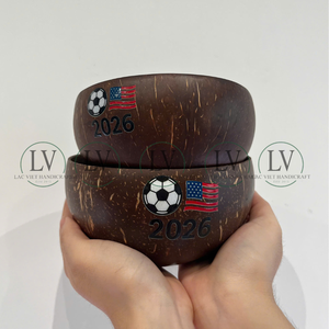 Tazón de Coco Jumbo Pulido Orgánico con Diseño de Balón de Fútbol para Aperitivos y Bebidas, Regalo para Eventos de Vietnam - Product Image 4