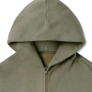 Sudadera con capucha de algodón con cremallera completa de 500 GSM personalizada de fábrica, doble capa, peso pesado, temporada de invierno, técnica de lavado con capucha de lana para hombres - Product Image 3