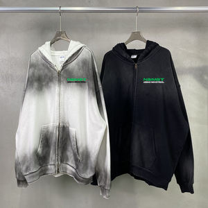 Sudadera con Capucha y Cremallera para Hombre, de Algodón/Poliéster, Personalizada, Holgada, con Doble Cremallera, de Forro Polar Grueso de 320g, Estilo Urbano - Product Image 3