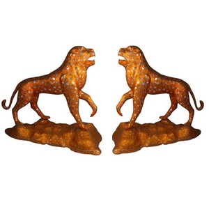 Sculpture de couple d'oiseaux amoureux de qualité supérieure, posant sur une branche, avec une finition dorée élégante, statue décorative en métal pour la décoration moderne de la maison - Product Image 6