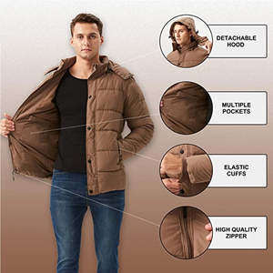 เสื้อแจ็คเก็ตขนเป็ดขนาดใหญ่พิเศษพิมพ์ลายน้ำหนักเบาระบายอากาศได้ดีสำหรับฤดูหนาวผู้ชาย - Product Image 4