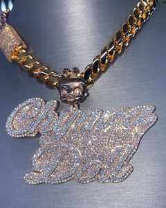 เงินแท้ 925 ชุบทองคำขาว 18K ประดับเพชรโมอิสซาไนต์ 3 กะรัต รูปมงกุฎตัวอักษร สไตล์ฮิปฮอป ธีมฮินดู - Product Image 2