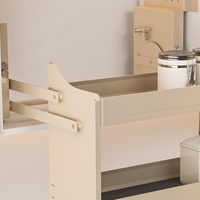 Organizador de Armário Moderno Minimalista com Cesto Deslizante de Elevação a Gás Suave em Alumínio Dourado Champanhe Ecológico para Cozinha