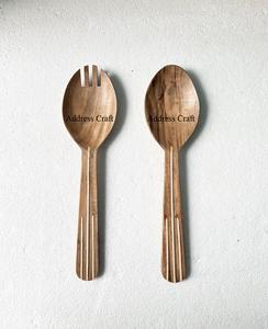 Juego de servidor de ensalada de madera de diseño moderno, herramienta de ensalada hecha a mano, juego de cuchara, tenedor, cubiertos de madera, hogar, Hotel, cocina, restaurante - Product Image 2