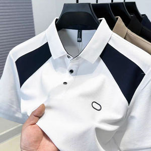 Haute qualité hommes été Polo chemise affaires décontracté couleur unie broderie T-Shirt manches courtes revers imprimé motif tissu - Product Image 2