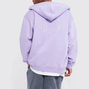 Sweat à capuche personnalisé pour hommes en coton épais de haute qualité avec fermeture éclair embossée saison d'automne logo OEM personnalisable - Product Image 3