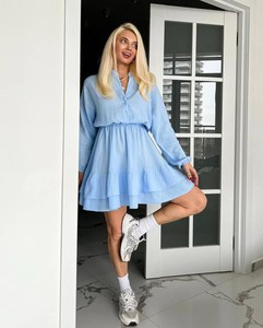 Robe en lin avec manches bouffantes tunique ample robe chemisier à col carré vêtements naturels pour femmes - Product Image 4