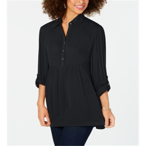 Camicia da Lavoro Nera per Donna Style & Co, con Colletto e Bottoni, Disponibile in Taglie Piccole e Grandi - Product Image 1