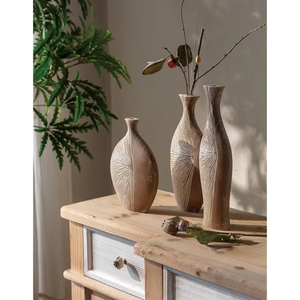 Florero de madera de lavado gris de alta calidad, diseño rústico moderno hecho a mano para decoración del hogar, textura de forro, nuevo aspecto de último diseño - Product Image 4