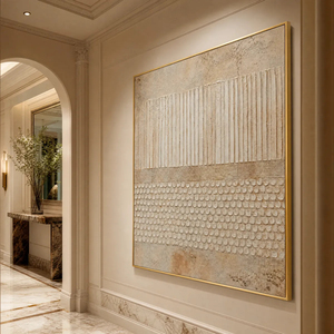 Textured Wabi Sabi Abstract Wall Art Beige Cream Tones Metal <b>Frame</b> <b>Canvas</b> Indoor Decor Contemporary Style - Product Image 1
