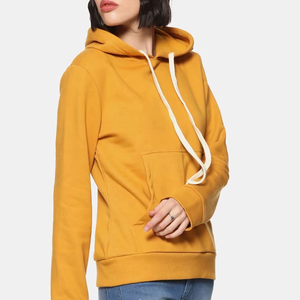 Venta al por mayor transpirable Color sólido personalizado mujeres sudaderas con capucha liso teñido sólido 100% algodón Casual mujeres sudaderas con capucha y sudaderas - Product Image 5