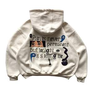 Sudaderas con capucha extragrandes de algodón 100% al por mayor para hombre con diseño personalizado de logotipo y cremallera para invierno y con estampado de hojaldre - Product Image 4