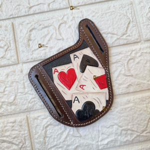 Porte-couteau en cuir véritable de l'Ouest Fourreau de couteau usiné avec plumes peintes à la main Housse de couteau Étui de transport - Product Image 1