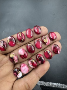 Alta calidad Natural Red Rose Dahlia Turquesa Loose Oval Cut Cabochon Gemstone para la fabricación de joyas al por mayor - Product Image 3