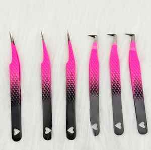 Pinces à extensions de cils professionnelles, nouveau design, poignée en forme de cœur, pointes en fibre de précision, longueur de 10 mm, logo personnalisé, acier inoxydable - Product Image 2