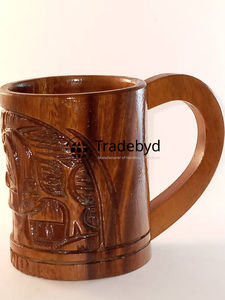 Wooden mug wide designed for green living with vintage vibes and warm earthy tones perfect by Tradebyd - Product Image 2