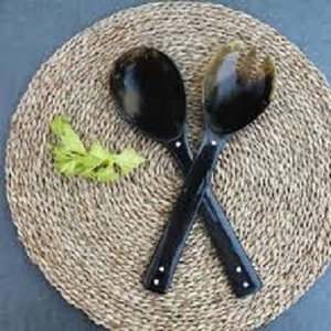 ชุดเสิร์ฟฮอร์นธรรมชาติสีน้ำตาลดำชุดเสิร์ฟสลัดสวยงามชุดทำมือควายฮอร์นสลัดภาชนะช้อนเสิร์ฟ - Product Image 1