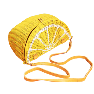 Bolso de Mano de Mimbre y Ratán con Diseño de Limón para Mujer, Estilo Veraniego, para Vacaciones de Verano, Bolso Amarillo Hecho a Mano - Product Image 2