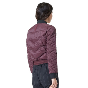 Women's Quilted Bomber <b>Jacket</b> Solid Color Full Sleeve Zipper Closure Stand Collar Short Length Autumn Wear - Product Image 2