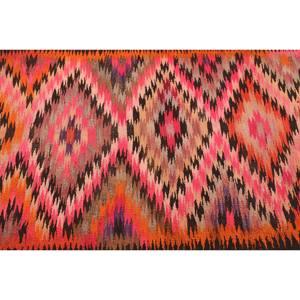 Vintage 3.5ft X 9.9ft <b>Turkish</b> <b>Rug</b> Orange Pink Patchwork Design Classic Latex for Bedroom 9x12 Rectangle Hallway Wool Viscose - Product Image 5