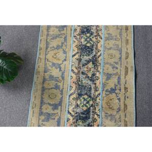 Tapis Vintage en Laine Turque de 19 'X 61', Beige, Bleu, Patchwork, Technique de Tissage Plat, Décorations de Salle à Manger, Largeur 4m, Latex Eco - Product Image 5