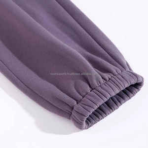 Mujeres 100% algodón 2 piezas liso en blanco Unisex personalizado Jogger sudaderas con capucha sudadera pantalón conjunto de chándal para mujer - Product Image 3