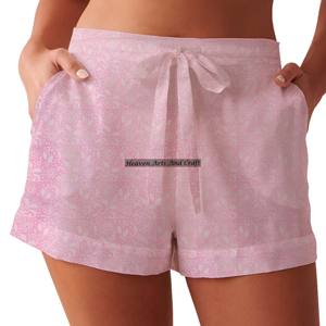 Shorts à imprimé en bloc pour femmes ou hommes, shorts à imprimé en bloc faits à la main, pantalons en coton avec cordon de serrage, toutes tailles - Product Image 5