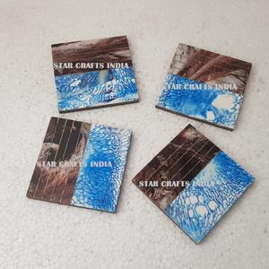 Decorative Drink Mats Pads Designer Metal Inlay <b>Wooden</b> Coasters <b>Placemats</b> Accessories Kitchen Supplies at Direct Factory Price - Product Image 4