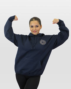 Sweat à capuche classique surdimensionné pour femme avec épaule tombante à fort impact fermeture à glissière marine col à capuche anti-rides et respirant - Product Image 2