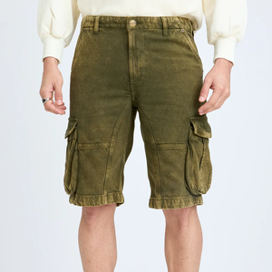Best Quality Oversized Men's High Waist Straight Knitted Denim Shorts Custom Logo Breathable Eco-Friendly Casual Light Wash 100% - Product Image 3