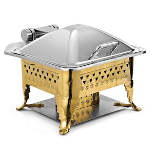 Hammered Design <b>Food</b> <b>Warmer</b> Chafing Dish With Antique Finishing Catering Service Equipment Metal Chafing Dish With Burner Stand - Product Image 4