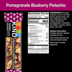 KIND <b>Bars</b>, Pomegranate Blueberry Pistachio, Healthy <b>Snacks</b>, Gluten Free, 5g Protein 12 Count - Product Image 6