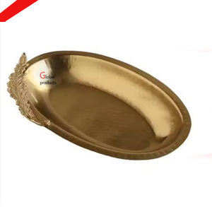 Plateau de service en forme de feuille fini argent en métal design classique pour hôtel maison et restaurant - Product Image 4