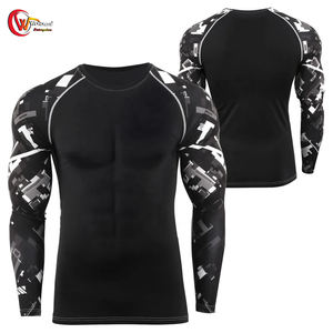 Mangas largas Nuevo diseño Hombres Rash Guard Spandex/Poliéster Transpirable Logotipo personalizado Servicio OEM Ropa de fitness - Product Image 1