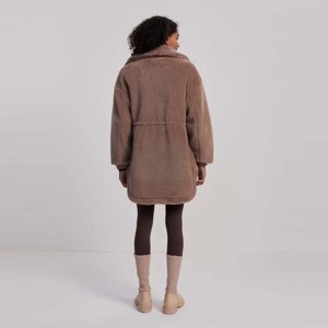 Chaqueta de Sherpa de corteza de pino de cuello alto de moda con cierre de botón a presión perfecta para ropa de invierno informal - Product Image 4