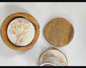 Dessous de verre en noyer Dessous de verre en bois Tasse en noyer Dessous de verre Ensemble de 6 pièces pour table en bois Cuisine en bois - Product Image 5