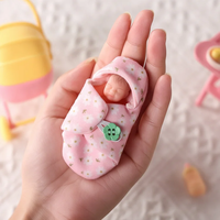 Babeside Fay 4,5 Zoll Vollplatin-Silikon Mini Reborn Babypuppen Schlafendes Neugeborenes Weiches Spielzeug Mini-Spielzeug