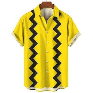Fashion Yellow Oversized <b>Hawaiian</b> Social <b>Shirt</b> <b>For</b> <b>Men</b> <b>Men's</b> Summer Clothing 3D Print Short Sleeves Top Blouse - Product Image 5
