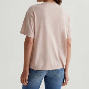 T-shirt à col rond ample pour femme en coton 100% vintage rose personnalisé, épaules tombantes, S&Z Twist OEM ODM - Product Image 2