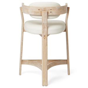 Chaise de bar moderne en teck avec siège et dossier rembourrés pour hôtel, salle à manger, salon - Product Image 6