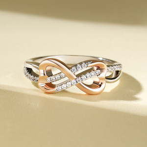 Bague pour femme Jeulia en argent sterling, cœur ouvert et symbole de l'infini, plaquée rhodium, bijoux fins - Product Image 4